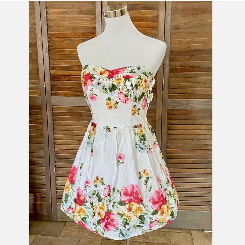 NWT! NEW! CITY TRIANGLES FLORAL LACE POPLIN FLOWERS PARTY DRESS WOMENS SIZE 3 XS